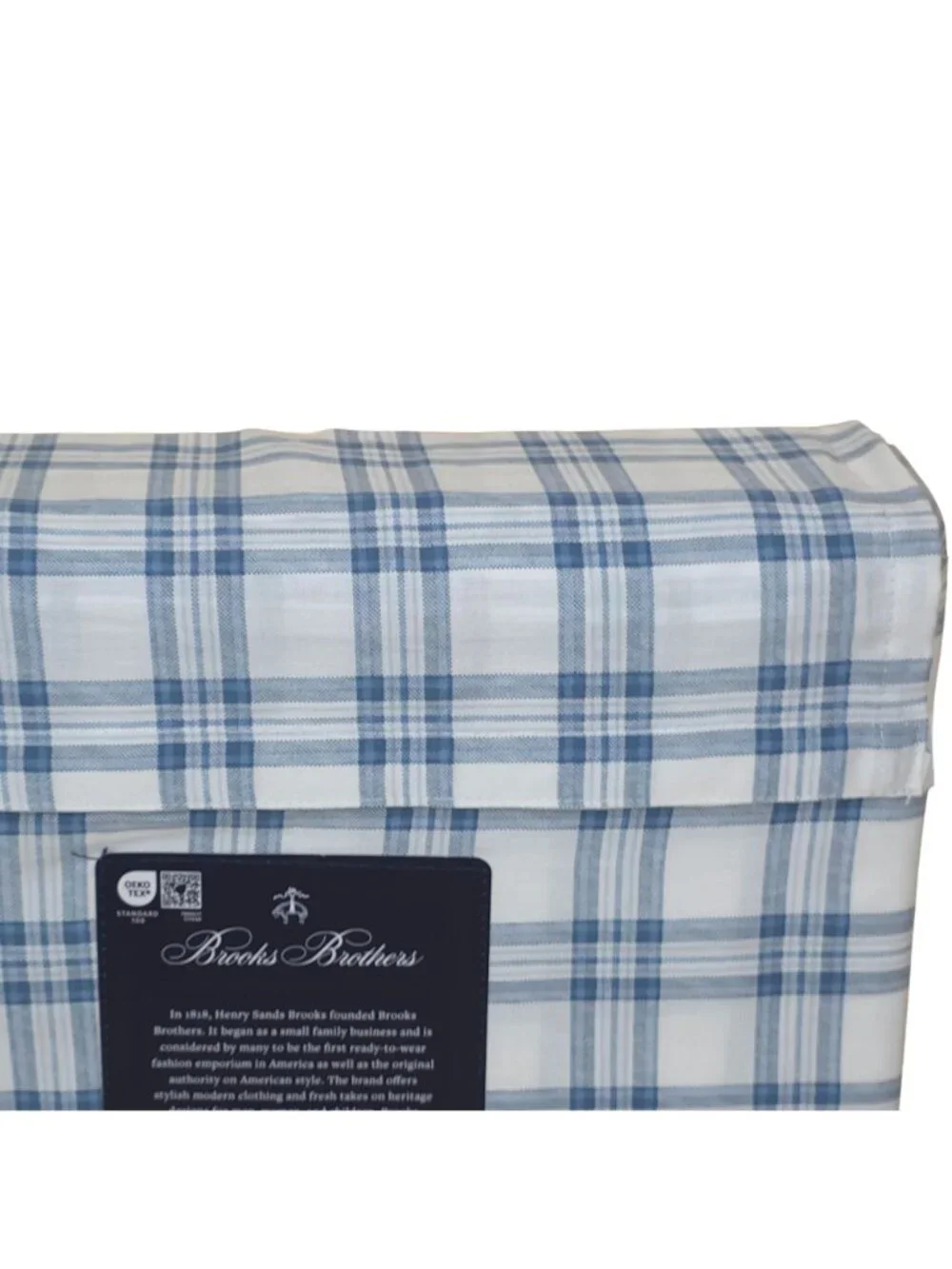 Brooks Brothers Plaid 100% Cotton Queen Sheet Set With PVC-Free Packaging